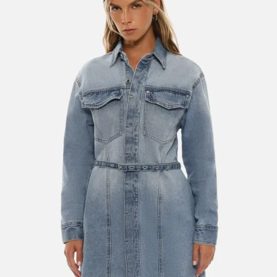 Short studded denim dress