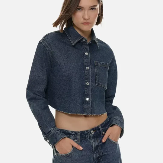 Cropped denim shirt